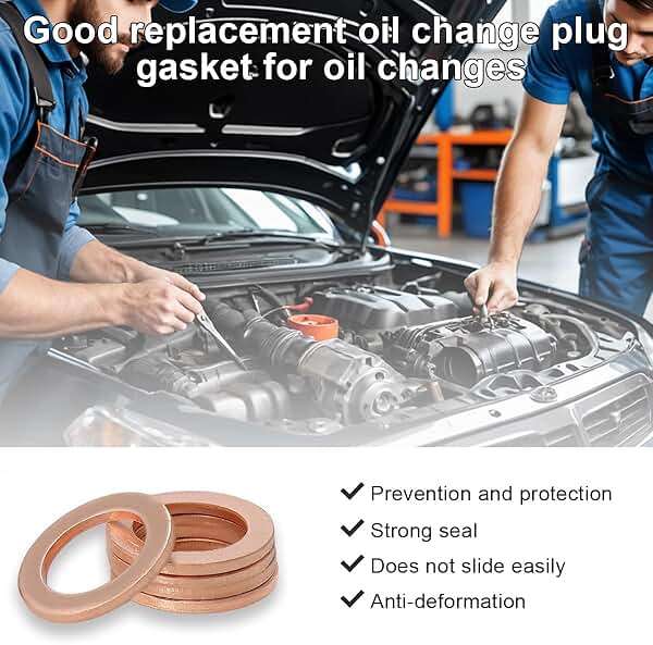 Wevdn 10 PCS Oil Drain Plug Gasket, 14mm Cooper Crush Washer Oil Sealing Gaskets, Automotive Replacement Drain Plug Gaskets Compatible with OEM PN Part 007603-014106, Car Accessories - Image 3