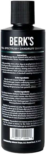 Berk's Medicated Coal Tar Dandruff Shampoo – Triple Action Formula with 3% Salicylic Acid & 1.5% Sulfur – Full Spectrum with Rosemary Oil – Flake & Itch Control – 8 Fl Oz - Image 2