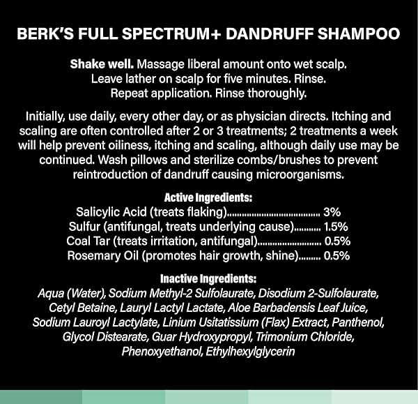 Berk's Medicated Coal Tar Dandruff Shampoo – Triple Action Formula with 3% Salicylic Acid & 1.5% Sulfur – Full Spectrum with Rosemary Oil – Flake & Itch Control – 8 Fl Oz - Image 4