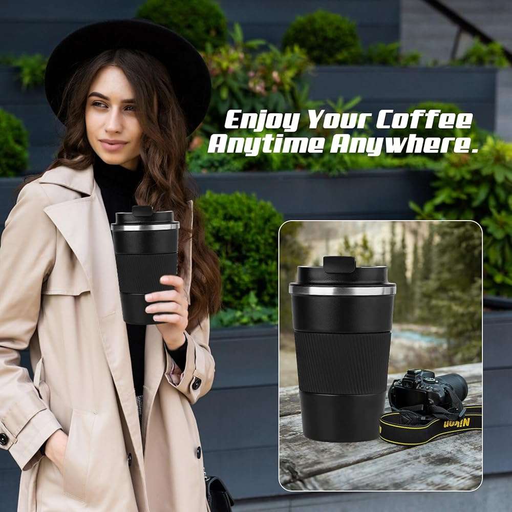 SPLMIFA Vacuum-Insulated Stainless Steel Travel Coffee Mug, Leak-Proof Reusable Coffee Cup with Lid - Keep Hot & Cold Drinks for Hours, Durable Insulated Tumbler for Men & Women(3rd-Black, 12OZ) - Image 6