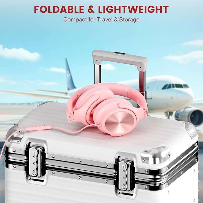 Cowyawn USB C Headphones Wired, Over Ear USB C Wired Headphones with Microphone, Volume Control, HD Stereo Sound, Foldable USB Type C Headphone for Adult/Teens/Laptop/Computer/iPhone 15/16/17, Pink - Image 6