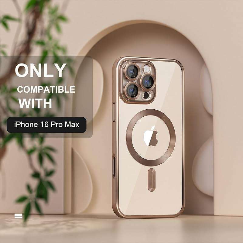 Misea Magnetic for iPhone 16 Pro Max Case Compatible with MagSafe [Never Yellowing] [Military Grade Drop Protection] Full Camera Lens Protector Plating Soft Clear Phone Case for Women 6.9", Desert - Image 2