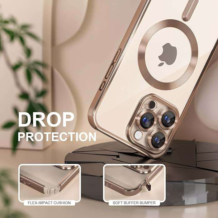 Misea Magnetic for iPhone 16 Pro Max Case Compatible with MagSafe [Never Yellowing] [Military Grade Drop Protection] Full Camera Lens Protector Plating Soft Clear Phone Case for Women 6.9", Desert - Image 4