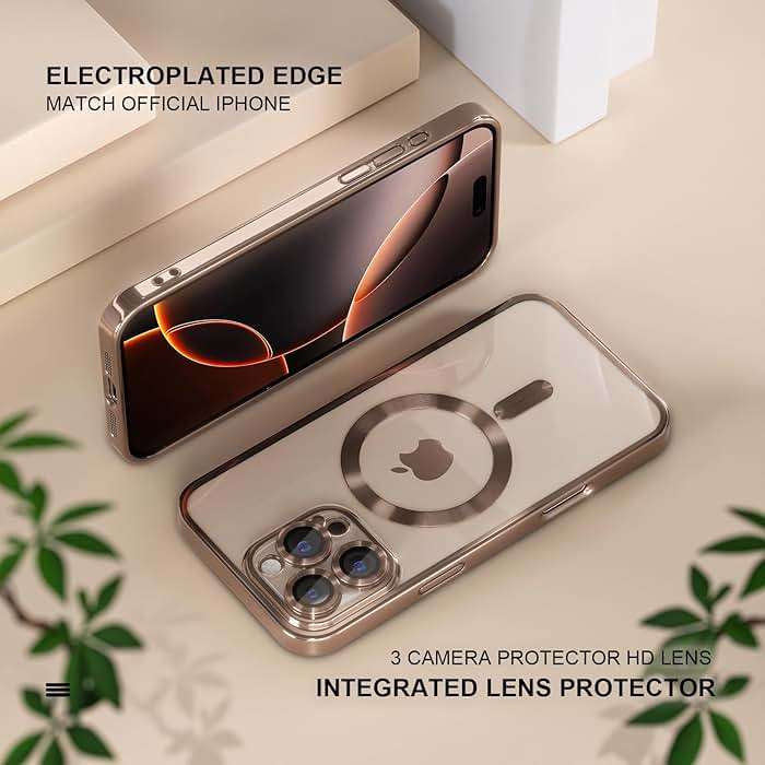 Misea Magnetic for iPhone 16 Pro Max Case Compatible with MagSafe [Never Yellowing] [Military Grade Drop Protection] Full Camera Lens Protector Plating Soft Clear Phone Case for Women 6.9", Desert - Image 6
