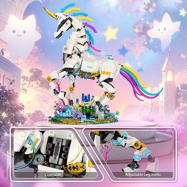 NUTCRACKER Unicorn Building Set for Adult - Cool Rainbow Unicorn Model with Light, Animal Horse Toy Building Set, Home Decor Easter Birthday Gift for Adults（1492 Pieces - Image 5