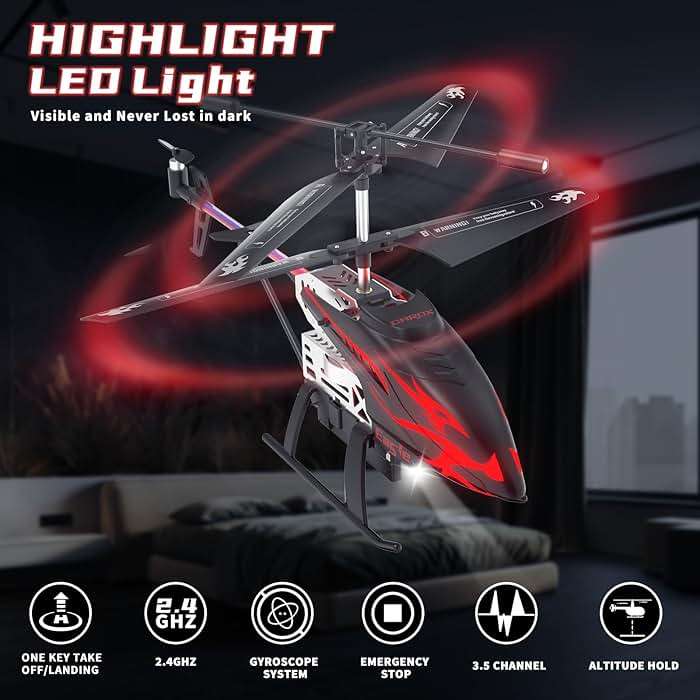 CYLION Remote Control Helicopter for Kids with 30-Minute Flight Time, LED Light Effects, Altitude Hold, One-Key Takeoff/Landing, for Boys and Girls Ages 6+, Perfect Christmas and Birthday Gifts - Image 6