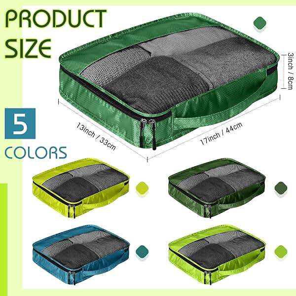 Bulyoou 5 Pcs Packing Cubes for Suitcase Large Travel Cubes Carry on Luggage Organizer Bags for Clothes Accessories(L,Green) - Image 2