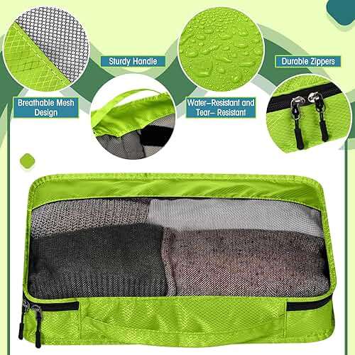 Bulyoou 5 Pcs Packing Cubes for Suitcase Large Travel Cubes Carry on Luggage Organizer Bags for Clothes Accessories(L,Green) - Image 3