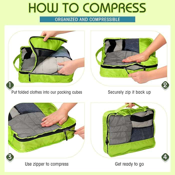 Bulyoou 5 Pcs Packing Cubes for Suitcase Large Travel Cubes Carry on Luggage Organizer Bags for Clothes Accessories(L,Green) - Image 4
