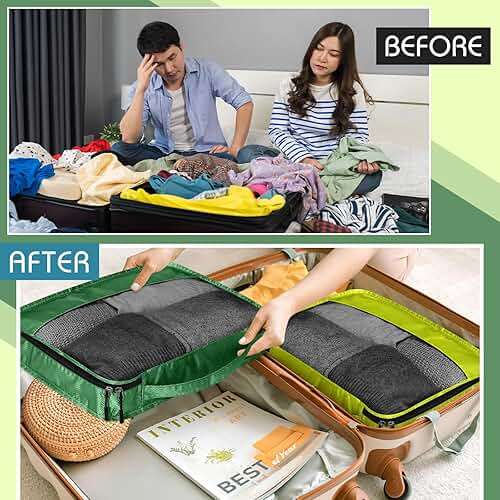 Bulyoou 5 Pcs Packing Cubes for Suitcase Large Travel Cubes Carry on Luggage Organizer Bags for Clothes Accessories(L,Green) - Image 8