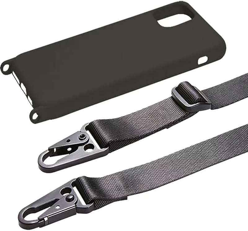 CQUUKOI Crossbody Phone Case Compatible with iPhone 16 Pro, Cute Soft Silicone Cover with Lanyard Adjustable Shoulder Strap Shockproof Protector Women Girls Black - Image 4