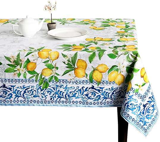 Maison d' Hermine Table Cloth Rectangle Table 100% Cotton 60 x 120 Inches Tablecloth Reusable Decorative for Dining Kitchen Room Farmhouse Party Home Hotel Restaurant Spring Summer - Cedrat - Image 1