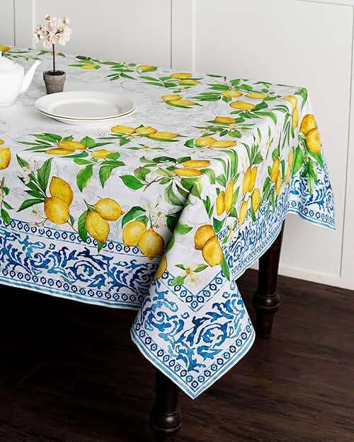 Maison d' Hermine Table Cloth Rectangle Table 100% Cotton 60 x 120 Inches Tablecloth Reusable Decorative for Dining Kitchen Room Farmhouse Party Home Hotel Restaurant Spring Summer - Cedrat - Image 2
