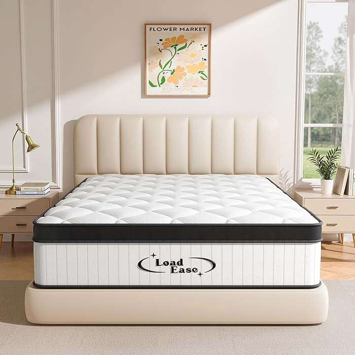 LoadEase King Size Mattress,12 Inch King Mattress in a Box for Back Pain Relief, Upgrade Memory Foam and Pocket Coils Spring, Medium Firm, Excellent Motion Isolation, Edge Support, 80x76x12 - Image 1