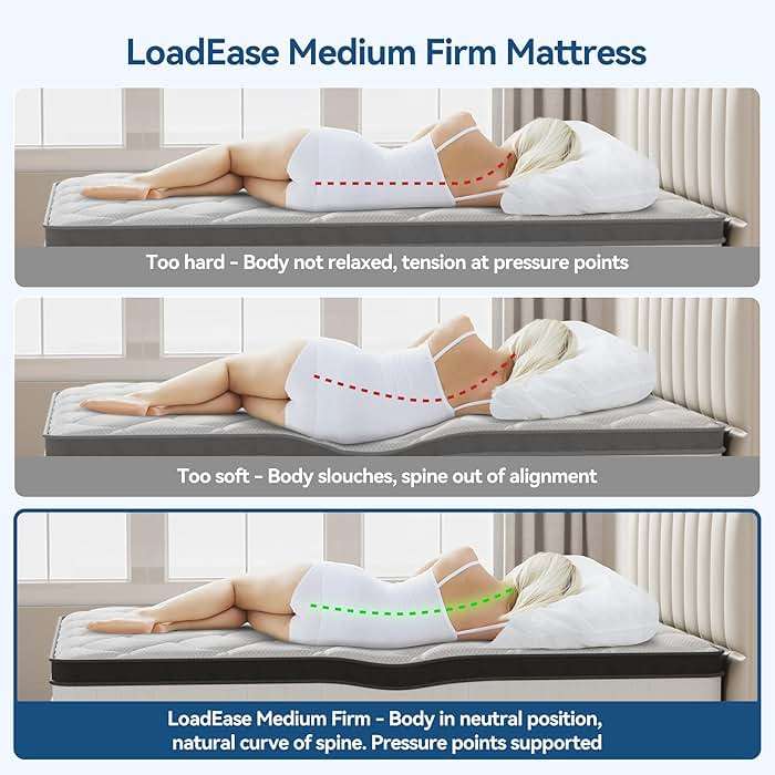 LoadEase King Size Mattress,12 Inch King Mattress in a Box for Back Pain Relief, Upgrade Memory Foam and Pocket Coils Spring, Medium Firm, Excellent Motion Isolation, Edge Support, 80x76x12 - Image 3