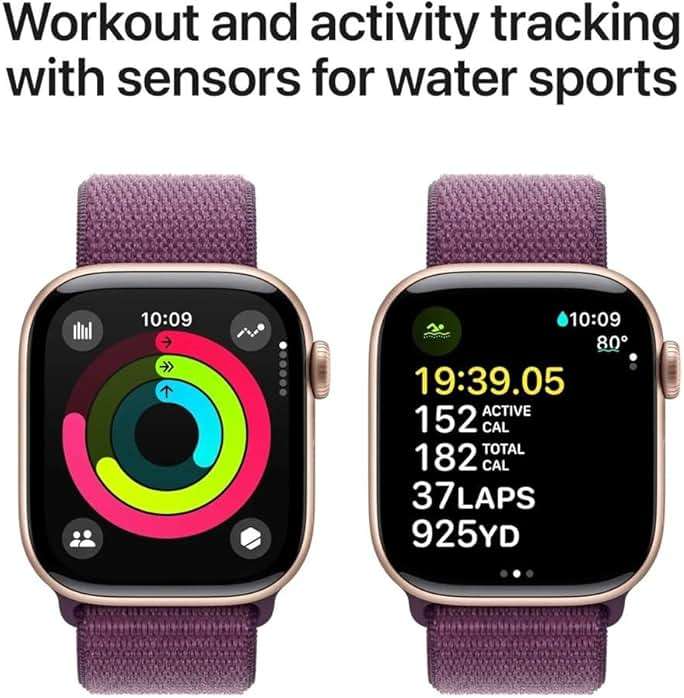 Apple Watch Series 10 [GPS, 42mm] - Rose Gold Aluminum Case with Plum Sport Loop (Renewed) - Image 3
