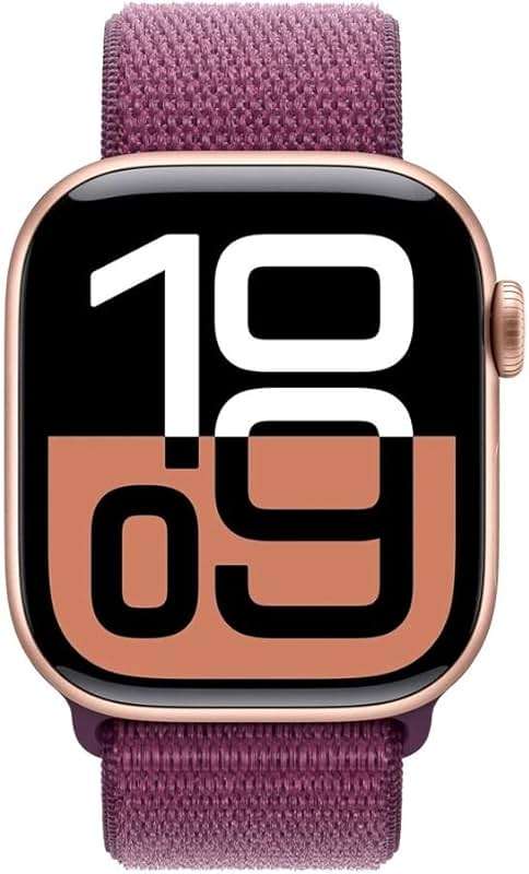Apple Watch Series 10 [GPS, 42mm] - Rose Gold Aluminum Case with Plum Sport Loop (Renewed) - Image 4