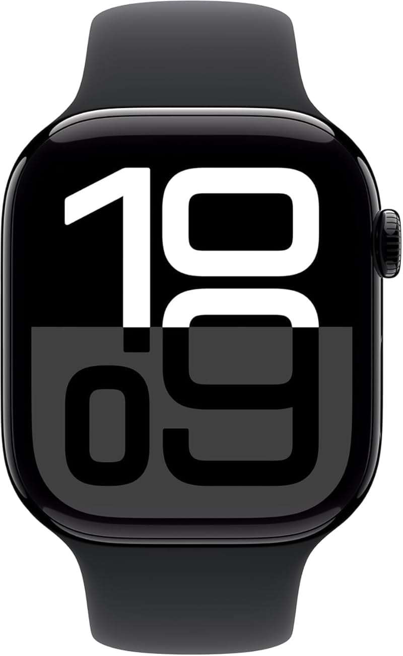 Apple Watch Series 10 [GPS, 46mm] - Jet Black Aluminum Case with Black Sport Band, M/L (Renewed) - Image 4