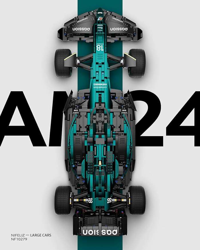 Nifeliz AM24 Formula 1 Racing Car Building Set, 1:8 Scale Collectible Set for Adults, Authentically Detailed Build and Display Model for Home or Office Décor (2351PCS, NF10279) - Image 4
