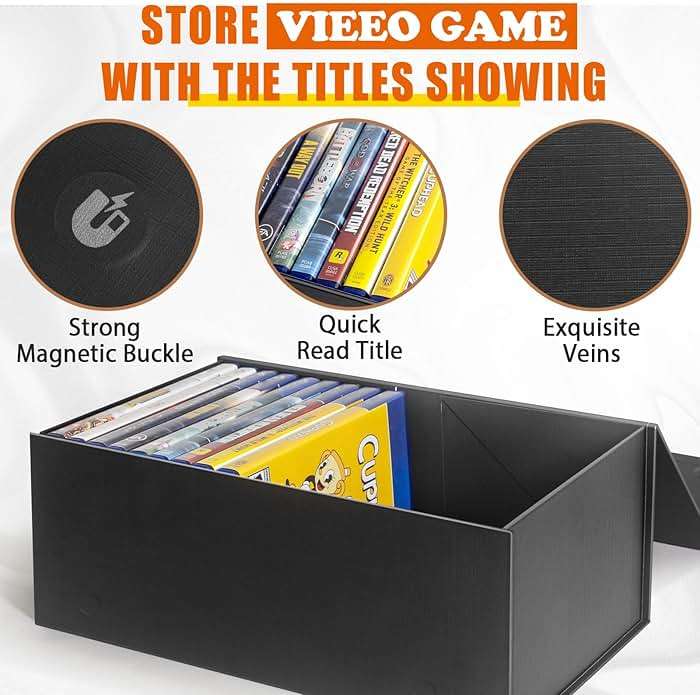 Video Game Storage Boxes, Blu-Ray Storage Boxes, Magnetic Video Game Box Protector Case, Store Up to 20 Cases – 1 Pack - Image 4