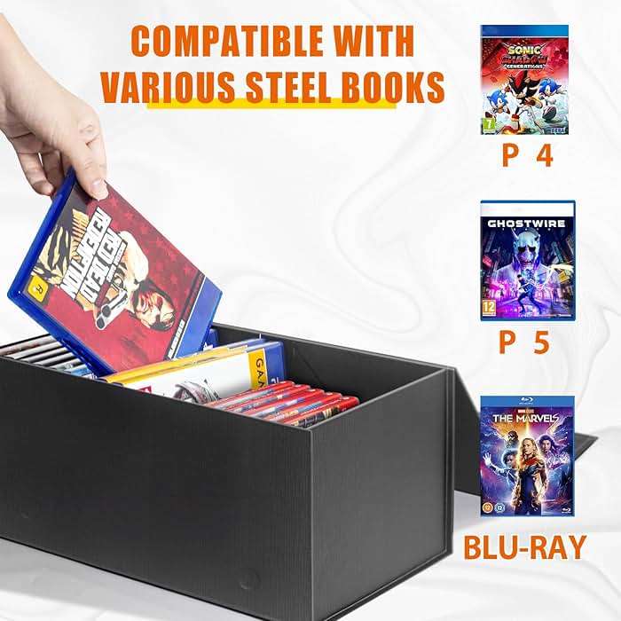Video Game Storage Boxes, Blu-Ray Storage Boxes, Magnetic Video Game Box Protector Case, Store Up to 20 Cases – 1 Pack - Image 5