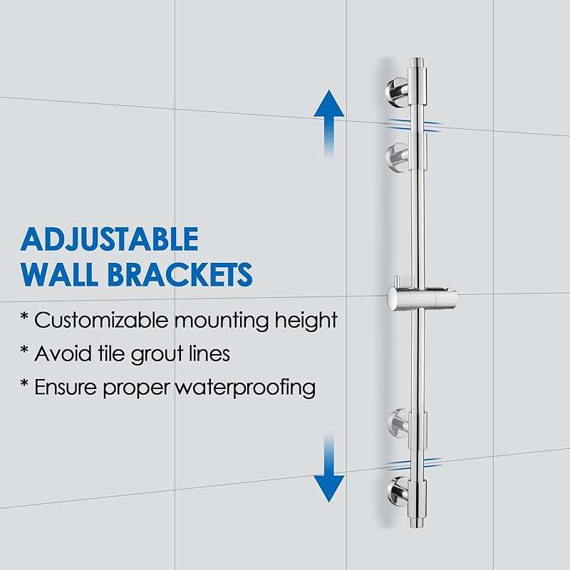ROVOGO Shower Slide Bar 30-Inch with Holder, 304 Stainless Steel Vertical Slide Bar with Adjustable Wall Brackets for Flexible Install, Screw-Mount, Chrome - Image 3
