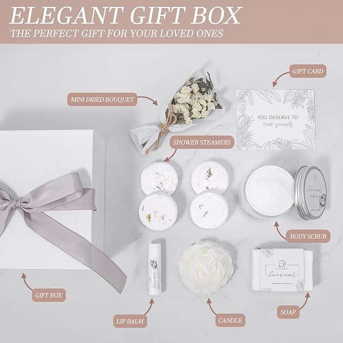 EXTALOW Spa Gifts for Women Bath and Body Gift Baskets Bridal Shower Gifts Coconut Lavender Home Spa Set Self Care Gift for Mom Sister Her Wife Birthday Gifts Spa Kit Care Package Thank You Gift - Image 3