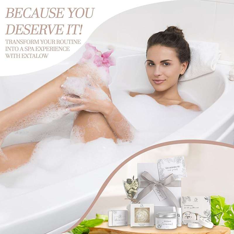 EXTALOW Spa Gifts for Women Bath and Body Gift Baskets Bridal Shower Gifts Coconut Lavender Home Spa Set Self Care Gift for Mom Sister Her Wife Birthday Gifts Spa Kit Care Package Thank You Gift - Image 6