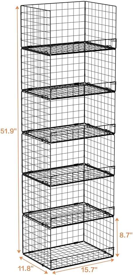 Yociyoga 6-Tier Stackable Closet Organizers and Storage Shelves, Closet Shelf Organizer Basket Bins, Foldable Sweater Storage for Clothes Organizer System, Black(Patent No. 30022416) - Image 3