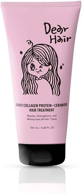 DEAR HAIR Daily Collagen Protein Ceramide Hair Treatment for Dry, Damaged Hair, Bond Repair Deep Conditioning Mask with Hydrolyzed Collagen & Pea Protein, 3.3fl.oz | 100ml - Image 1
