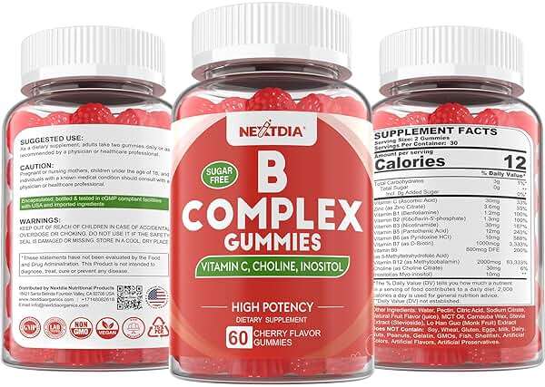 Methylated Vitamin B Complex Gummies, Methyl B12 & Folate with B1, B2, B3, B5, Biotin | Vitamin C, Zinc, Choline & Inositol – B Complex Supplement for Energy, Mood, Immune & Hair Skin Health,60 Cts - Image 9