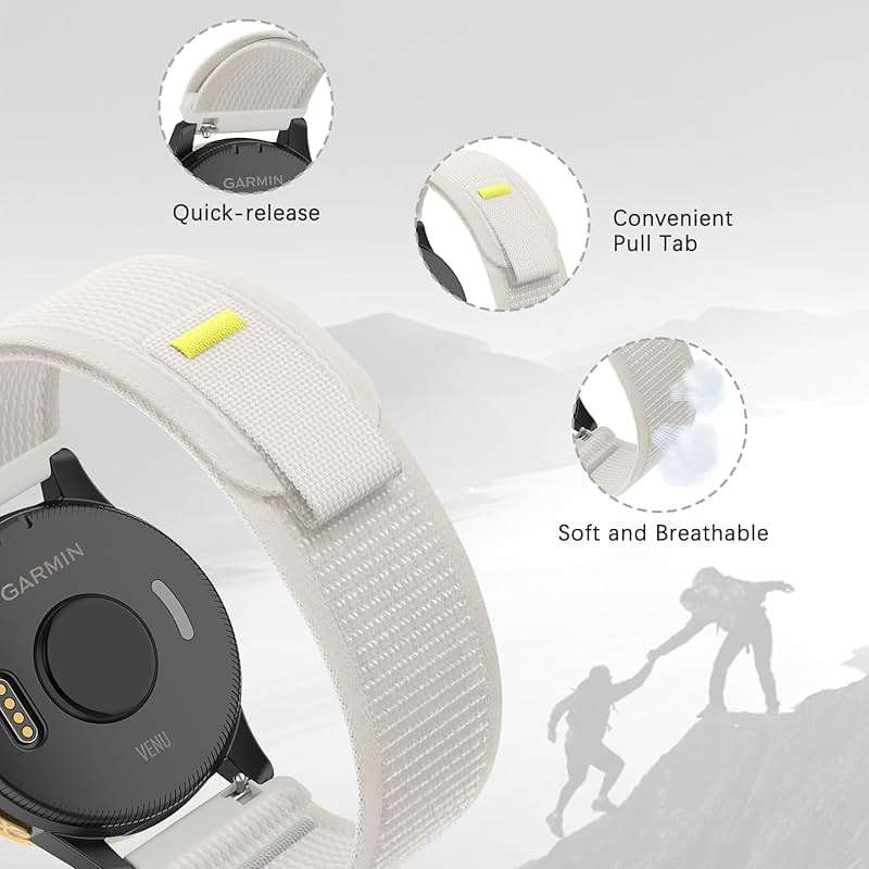 Koazon Trail Loop Nylon 18mm Watch Bands Compatible with Garmin Venu 3S/4 41mm/2S/Vivoactive 4S,Soft Breathable Adjustable Quick Release Sports Strap for Forerunner 265S/255S Music Women Men - Image 2