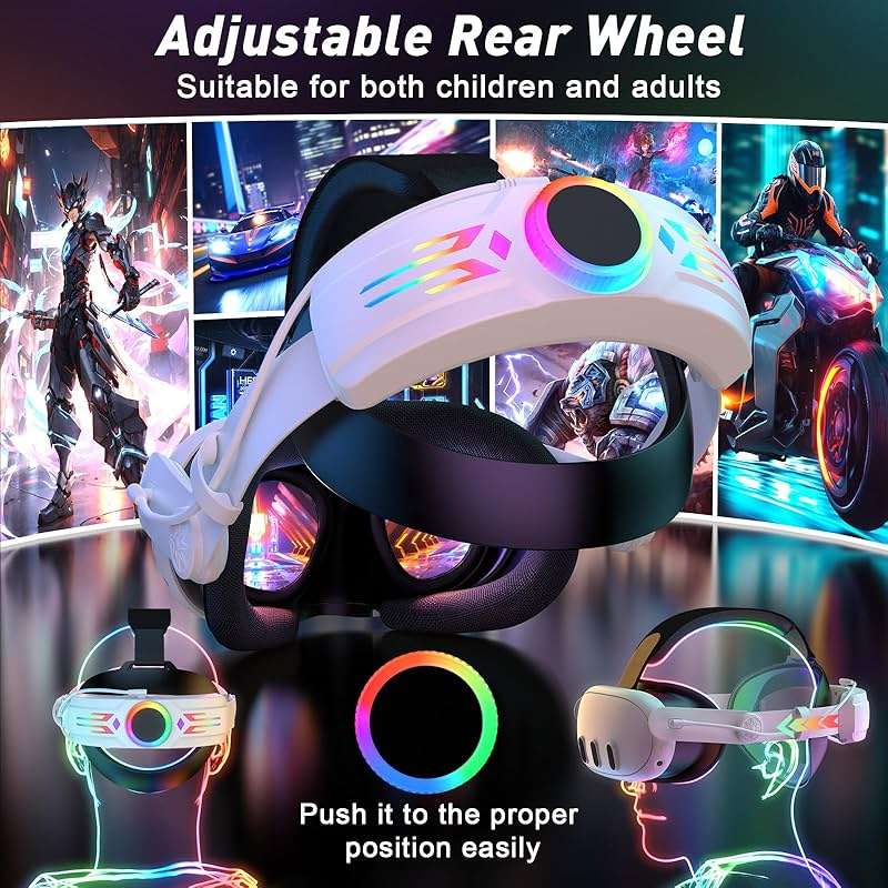 BROKELIT RGB Head Strap with Battery for Meta Quest 3S/Quest 3, 12000mAh Battery Pack for Extended 8H of Playtime, Fast Charging VR Power, Adjustable Elite Strap Enhanced Support and Balance in VR - Image 2