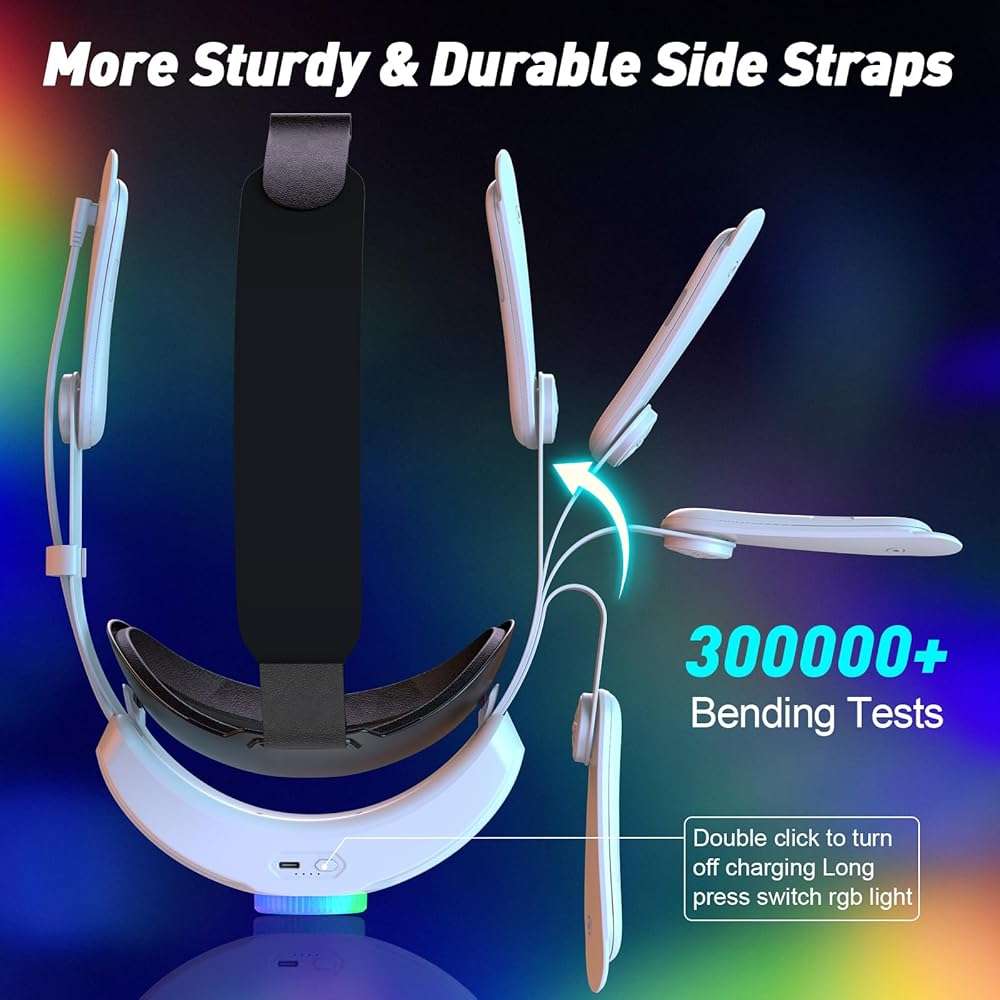 BROKELIT RGB Head Strap with Battery for Meta Quest 3S/Quest 3, 12000mAh Battery Pack for Extended 8H of Playtime, Fast Charging VR Power, Adjustable Elite Strap Enhanced Support and Balance in VR - Image 5