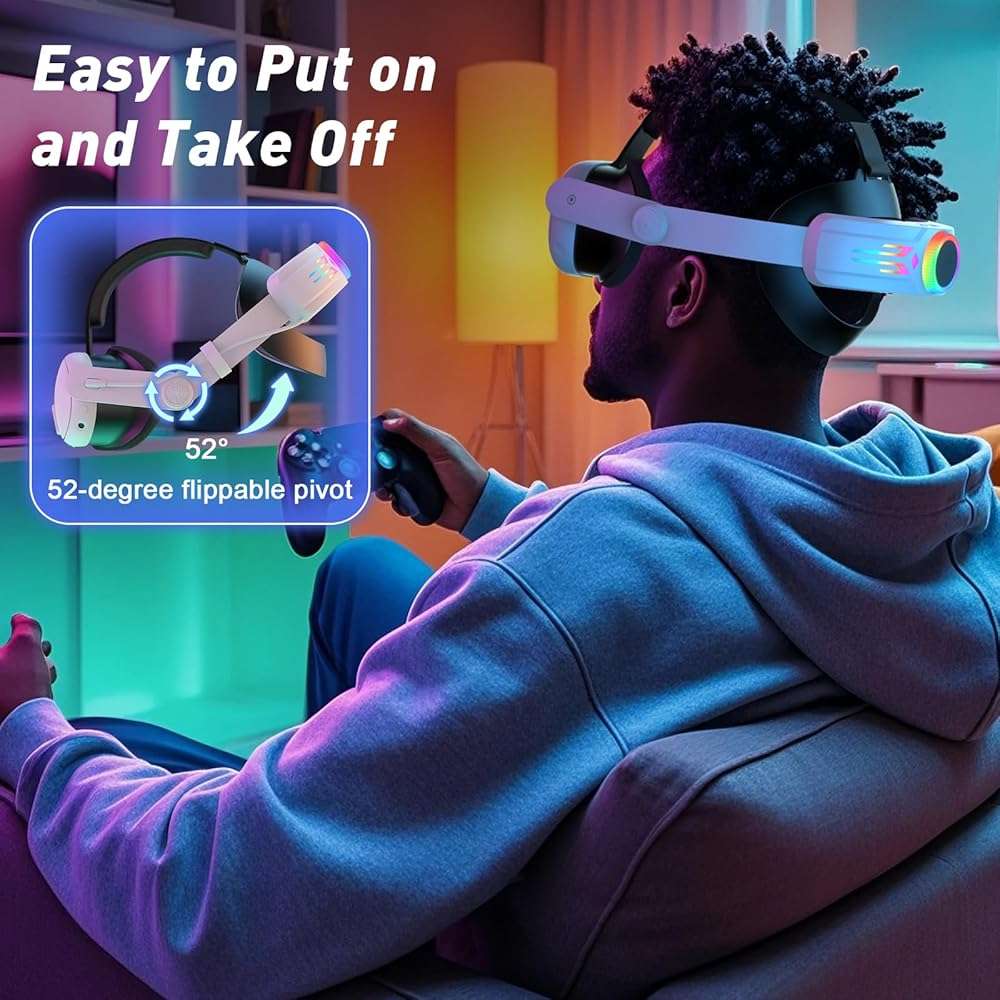 BROKELIT RGB Head Strap with Battery for Meta Quest 3S/Quest 3, 12000mAh Battery Pack for Extended 8H of Playtime, Fast Charging VR Power, Adjustable Elite Strap Enhanced Support and Balance in VR - Image 6