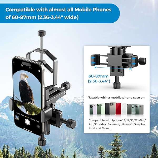 APEXEL CNC Aluminum 3-Axis Telescope Phone Adapter, XYZ-Axis High-Precision Photo Adapter Fits All Smartphone, Phone Mount for Binocular, Monocular, Microscope, Spotting Scope. (with Shutter Remote) - Image 5