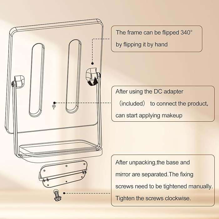 BanBers Hollywood Vanity Mirrors with Lights 13" x 15" Lighted Makeup Mirror 12 LED Bulbs, Touch Control Led Mirror 3 Colors Light, 360 Degree Rotation Facial Mirror for Bedroom,Tabletop - Image 6