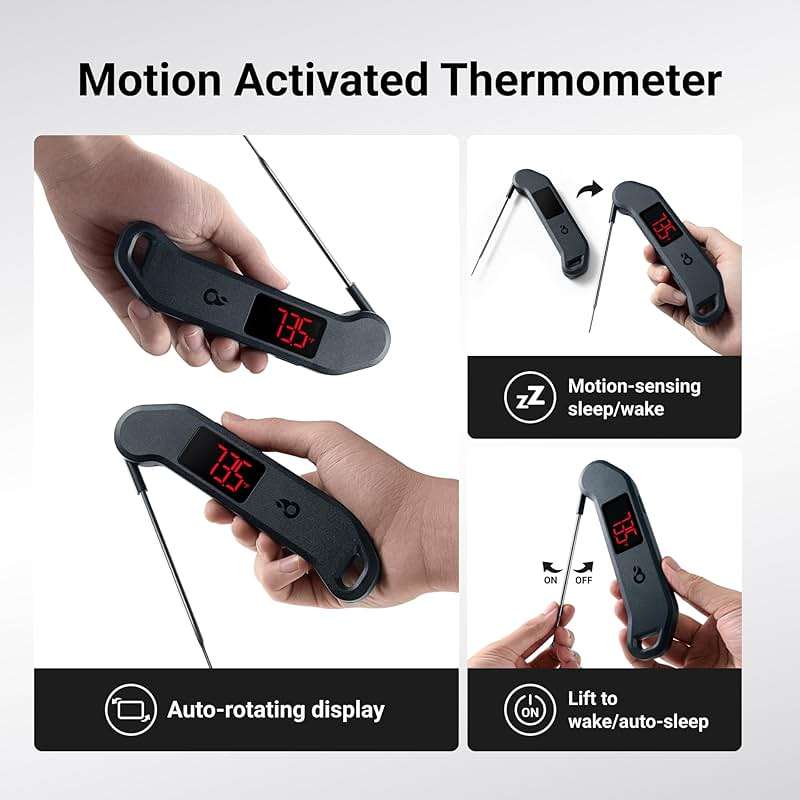 Meat Thermometer Digital, 1 Sec Instant Read, ±0.5℉ Accuracy NIST Certified Food Thermometer, Auto-Rotate, LED Screen, Highly Waterproof Cooking Thermometer for Fathers Day, Gifts for Him Dad Men - Image 7