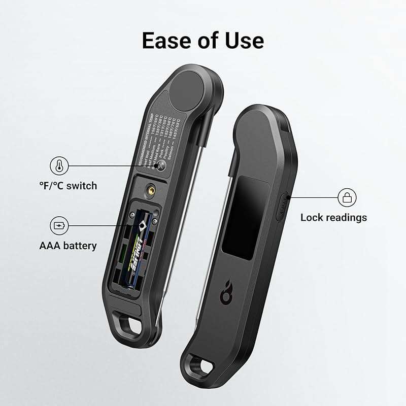 Meat Thermometer Digital, 1 Sec Instant Read, ±0.5℉ Accuracy NIST Certified Food Thermometer, Auto-Rotate, LED Screen, Highly Waterproof Cooking Thermometer for Fathers Day, Gifts for Him Dad Men - Image 9