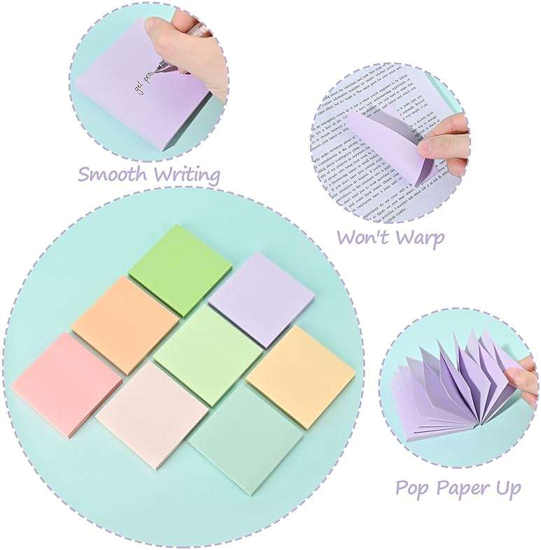 BAYTORY 640 Sheets Pop Paper Up Sticky Notes, 3 x 3 Inches, Morandi Colored Self-Sticky Note Pads, Memo Pads for School Office Home Desk Accessories (Morandi Series) - Image 5