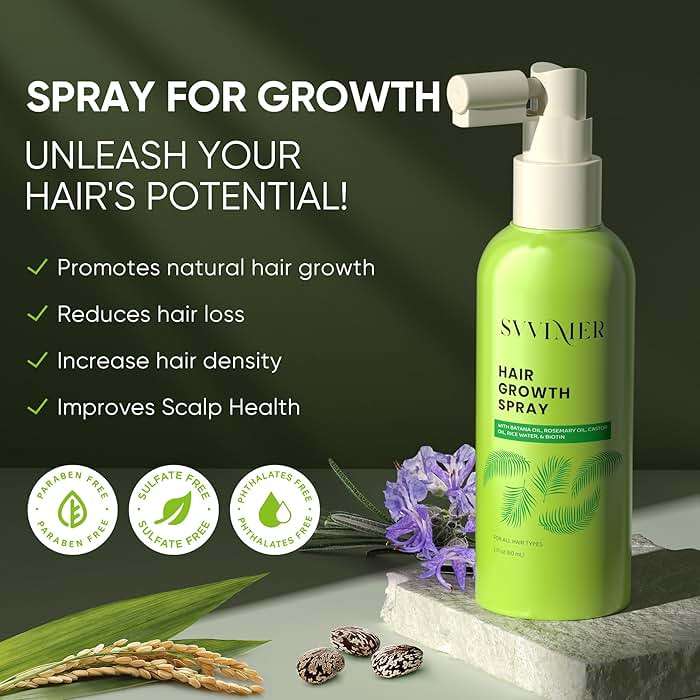 Svvimer Hair Growth Serum Spray - with Rosemary Batana Oil Biotin for Hair Loss and Thinning Hair - Thicker Fuller Hair for Women Men 2 Fl Oz (Pack of 1) - Image 2