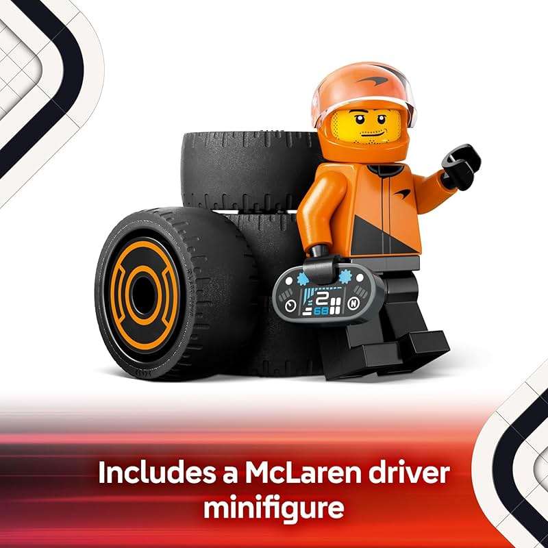 LEGO City F1 Driver with McLaren Race Car Toy - Model Car Building Toy Kit for Kids, Boys and Girls, Ages 6+ - F1 Collectible for Fans - with a Driver Minifigure - Gift Idea for Birthdays - 60442 - Image 4
