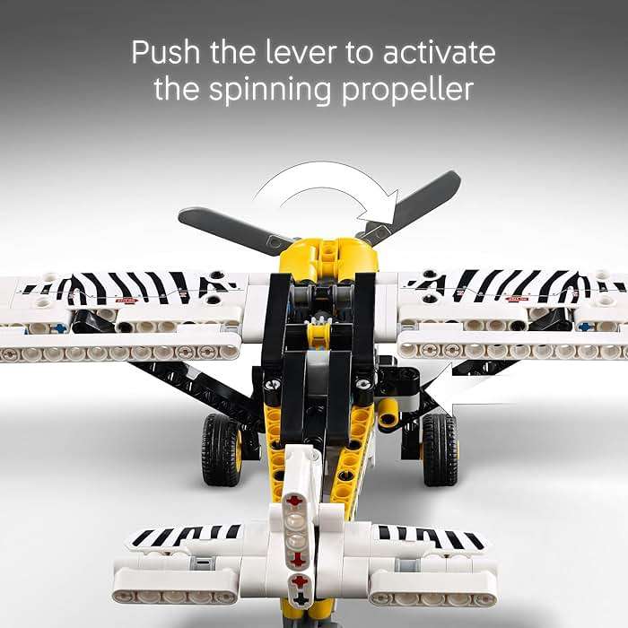 LEGO Technic Bush Plane Toy - Buildable Airplane Toy for Kids, Boys and Girls, Ages 8+ - Model Airplane Gift with Spinning Propeller, 4-Cylinder Piston Engine, and More - 42198 - Image 3