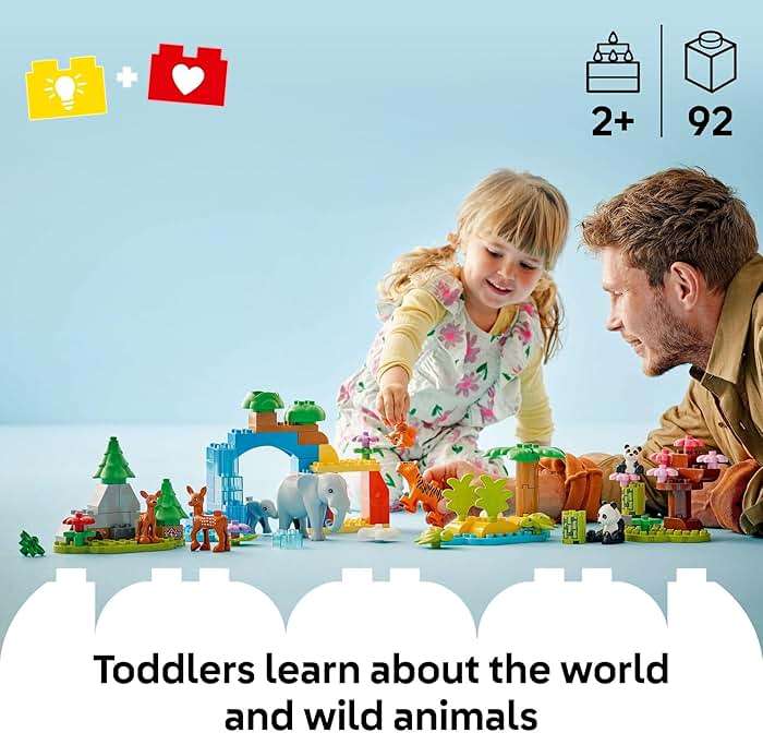 LEGO DUPLO Town 3 in 1 Wild Animal Families Building Toy Playset - Preschool Learning and Educational Toy for Toddlers, Boys and Girls, Ages 2+ - with 10 Animal Figures - Baby Gift Idea - 10446 - Image 2