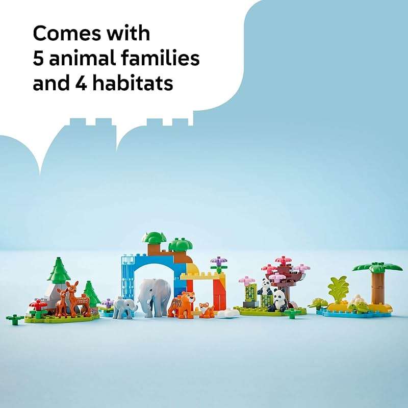 LEGO DUPLO Town 3 in 1 Wild Animal Families Building Toy Playset - Preschool Learning and Educational Toy for Toddlers, Boys and Girls, Ages 2+ - with 10 Animal Figures - Baby Gift Idea - 10446 - Image 4