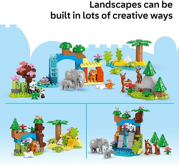 LEGO DUPLO Town 3 in 1 Wild Animal Families Building Toy Playset - Preschool Learning and Educational Toy for Toddlers, Boys and Girls, Ages 2+ - with 10 Animal Figures - Baby Gift Idea - 10446 - Image 5