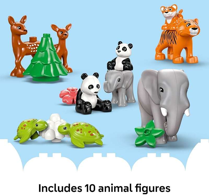 LEGO DUPLO Town 3 in 1 Wild Animal Families Building Toy Playset - Preschool Learning and Educational Toy for Toddlers, Boys and Girls, Ages 2+ - with 10 Animal Figures - Baby Gift Idea - 10446 - Image 6