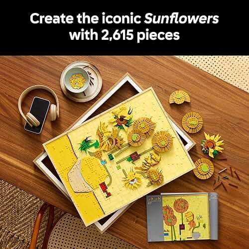 LEGO Art Vincent Van Gogh – Sunflowers Building Set for Adults - Home Decor Idea - Brick Built Painting - Gift for Birthdays - 31215 - Image 4