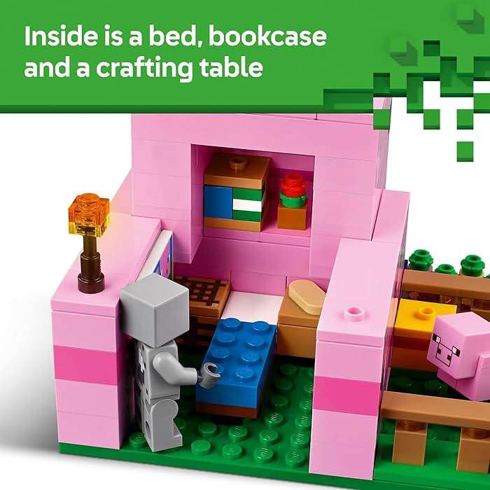 LEGO Minecraft The Baby Pig House Toy Figures and Playset - Building Minecraft Toy for Kids, Boys and Girls, Ages 7+ - Gift for Birthdays - with 2 Minifigures for Pretend Play - 21268 - Image 3