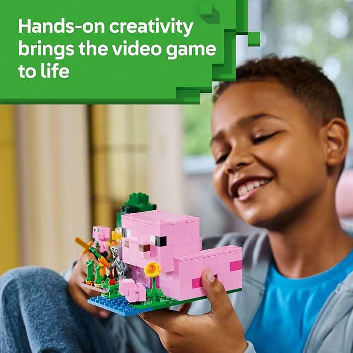 LEGO Minecraft The Baby Pig House Toy Figures and Playset - Building Minecraft Toy for Kids, Boys and Girls, Ages 7+ - Gift for Birthdays - with 2 Minifigures for Pretend Play - 21268 - Image 5